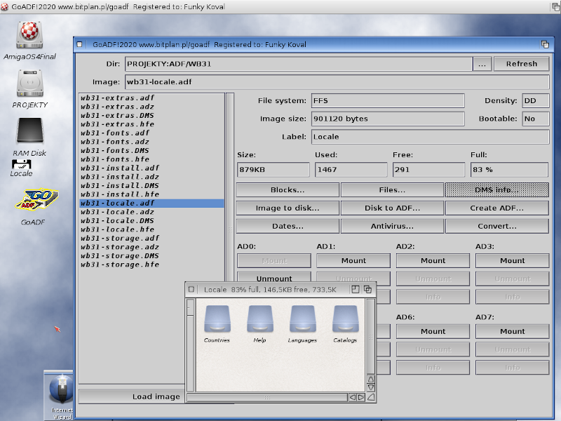 GoADF! running on AmigaOS 4.1